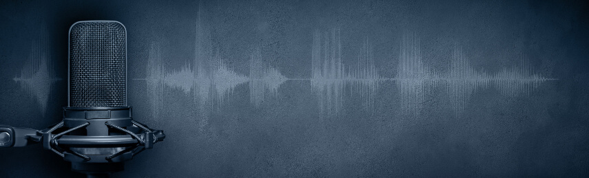 podcast microphone and sound waves