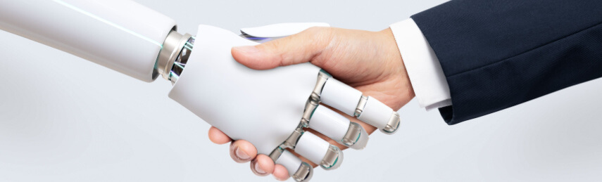 robot shaking human hand